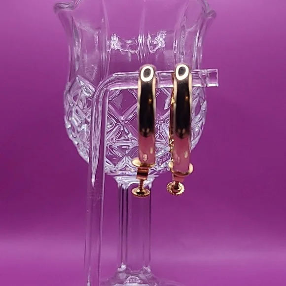 Gold tone hoop clip on earrings by Napier - Picture 4 of 9